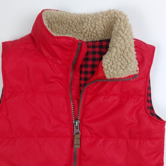 Carter's Red Lightweight Quilted Sherpa-Lined Collar Vest 4T - Picture 3 of 9